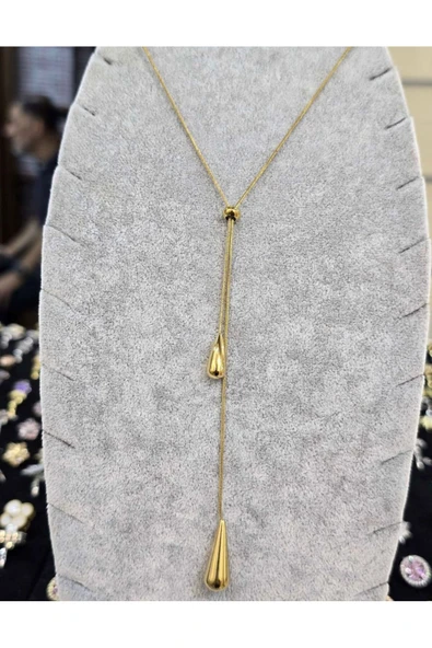 Vipfoni Ayarlanabilir Su Damlası Çelik Asansör Kolye ürün görseli