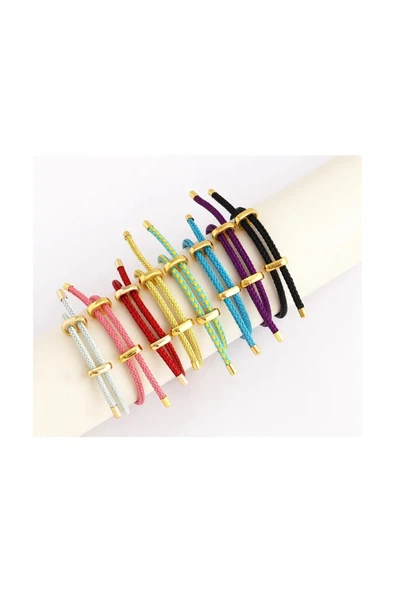 Vipfoni Unisex Renkli Örgü Ipli Ayarlanabilir Çelik Tel Bileklik ürün görseli