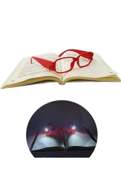 DİNÇ Kırmızı Led Işıklı Kitap Okuma Gözlüğü Camsız
