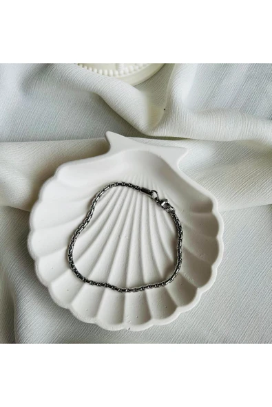 RuStore Gümüş Renk Iç Içe Geçmeli Unisex Erkek Çelik Bileklik ürün görseli