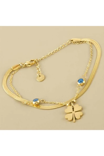 Vipfoni Yonca İtalyan Zincirli Lüks Çelik Bileklik ürün görseli 1