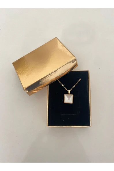 Vipfoni Sedefli Kare Çelik Kolye ürün görseli