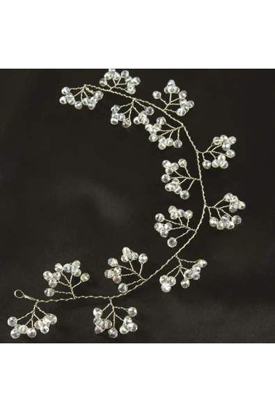 Vipfoni Kristal Boncuklu Düğün Nikah Nişan ve Kına Gelin Saç Aksesuarı ürün görseli