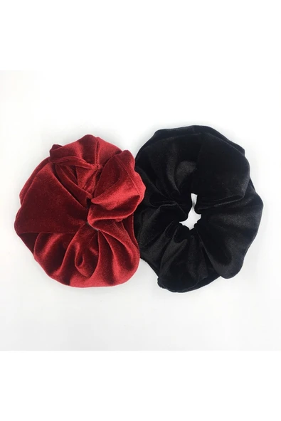 Vipfoni 2 Li Kırmızı Siyah Kadife Saç Lastik Simit Toka ürün görseli