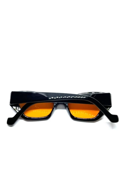 Vipfoni Vintage Turuncu Camlı Siyah Gözlük - Resim 2