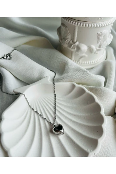 Vipfoni Çelik Gümüş Renk Bubble Kalp Kolye ürün görseli
