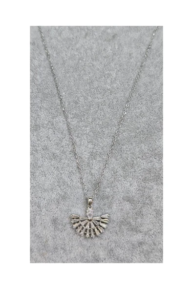 Vipfoni Baget Taşlı Yelpaze Model Çelik Kolye ürün görseli