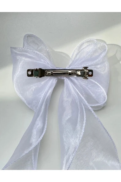 Vipfoni Organze Uzun Kuyruklu Fiyonk Otomatik Toka - Resim 3