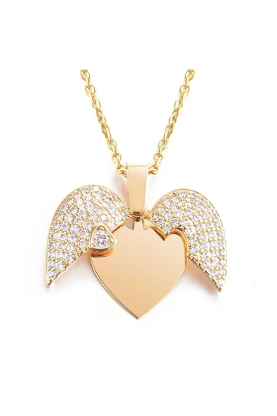 Vipfoni Açılıp Kapanabilen Zirkon Taşlı Kalp Çelik Kolye - Resim 2