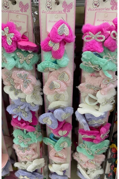 Vipfoni Peluş Lastikli Toka Farklı Renklerde 10 Adet ürün görseli