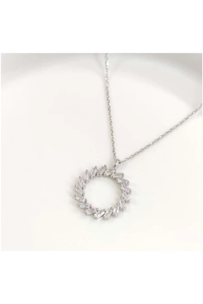 Vipfoni Baget Taşlı Çember Çelik Kolye ürün görseli