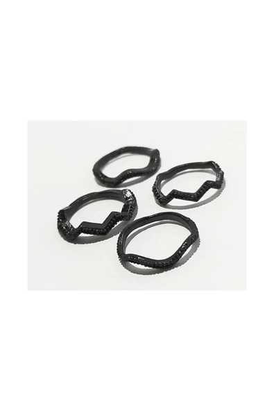 Vipfoni Sade Eklem Yüzüğü Siyah 4 Lü Set ürün görseli
