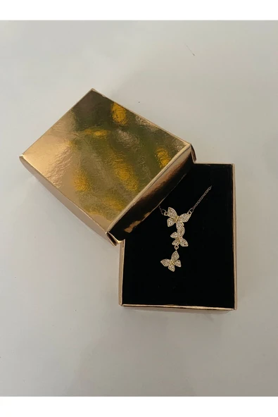 Vipfoni 3 Sıralı Çelik Kelebek Kolye - Resim 2