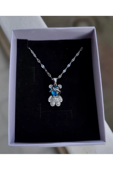 Vipfoni Zirkon Taşlı Ayıcık Çelik Kolye ürün görseli