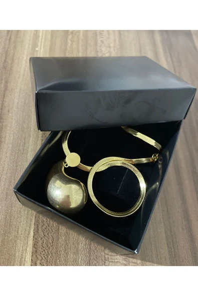 Vipfoni Gözyaşı Damla Model İtalyan Zincirli Paslanmaz Çelik Gold Renk  Kolye ürün görseli