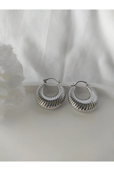 Vipfoni Vintage Model Bombeli Çelik Küpe - Resim 2