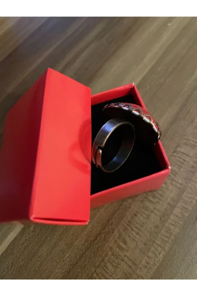 Vipfoni Mercan Taşlı Gümüş Renk Büyük Doğal Taş Yüzük El Yapımı - 3