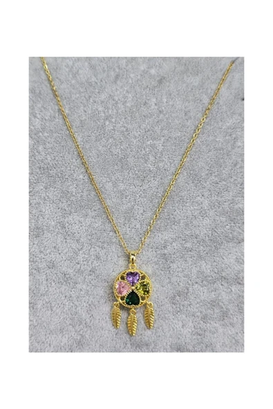 Vipfoni Renkli Taşlı Düş Kapanı Çelik kolye ürün görseli