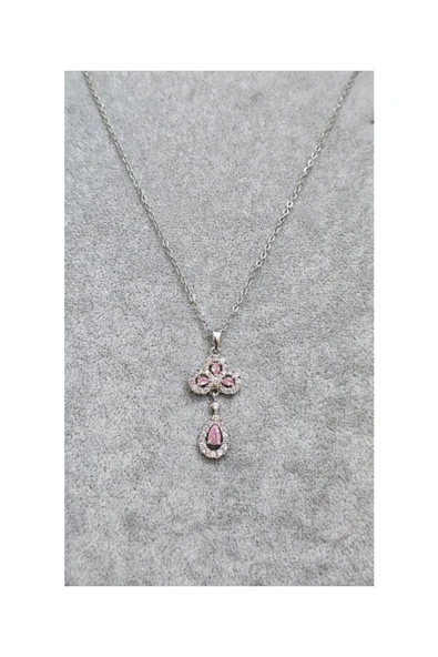 Vipfoni Pembe Damla Taşlı Çelik kolye ürün görseli