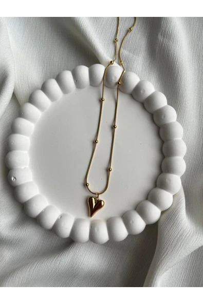 Vip Aksesuar Kalp Çelik Kolye - Resim 2