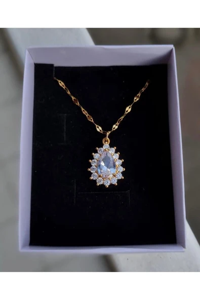 Vipfoni Damla Zirkon Taşlı Çelik Kolye ürün görseli