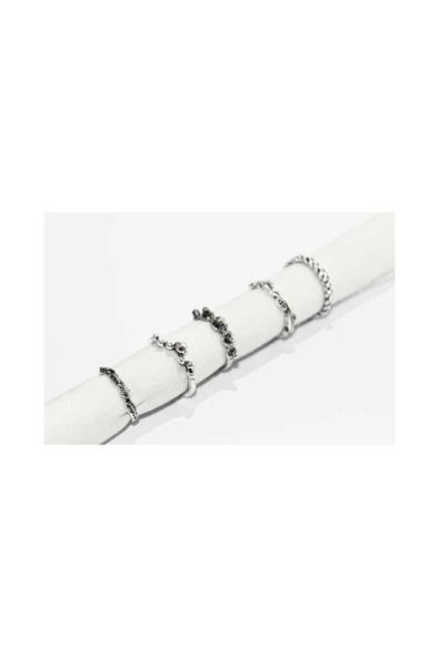 Vipfoni Gümüş Renk 5'li Eklem Yüzüğü ürün görseli