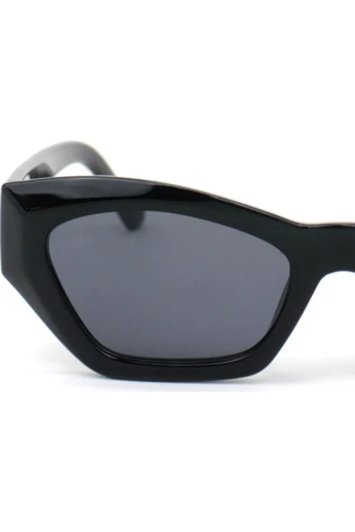 Vipfoni Kalın Çerçeveli Cat Eye Kadın Güneş Gözlüğü Siyah - Resim 2