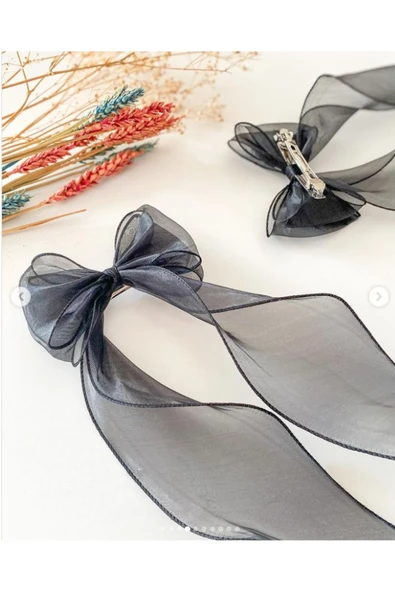 Vipfoni Organze Uzun Kuyruklu Fiyonk Otomatik Toka 2 Adet - Resim 2