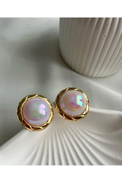 Vipfoni Sedefli Düğme Model Çelik Küpe - Resim 2