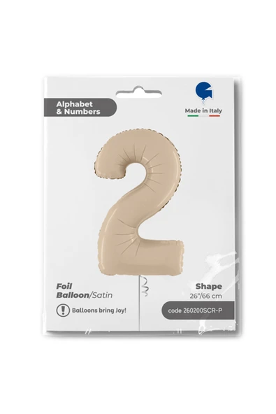 Vipfoni 2 Rakam Satin Cream Folyo Balon 26" ürün görseli 1
