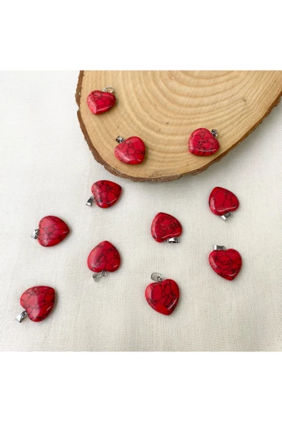 Vipfoni Sıkma Havlit Taşı Kalp Doğal Taş Kolye Ucu ve Zincir ürün görseli