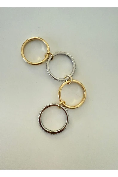 Vipfoni Özel Kutusunda Zirkon Taşlı Halka Detaylı 4lü Kadın Yüzük - Resim 2