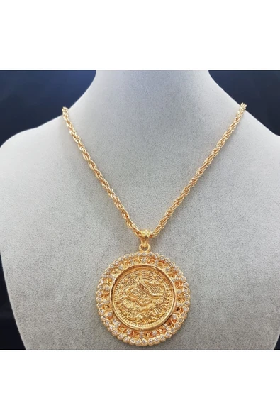 Vipfoni Kaplama Yuvarlak Tuğralı Kolye ürün görseli