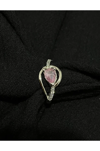 Vipfoni Pembe Damla Taş Model Gümüş Kaplama Yüzük ürün görseli