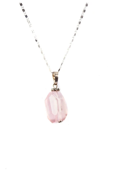 DİNÇ Doğal Pembe Kuvars Taşı Doğal Taş Kolye ürün görseli