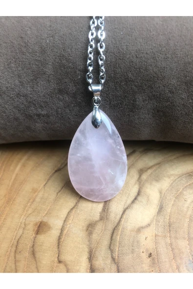 Vipfoni Damla Model Pembe Kuvars Taşı Kolye ürün görseli