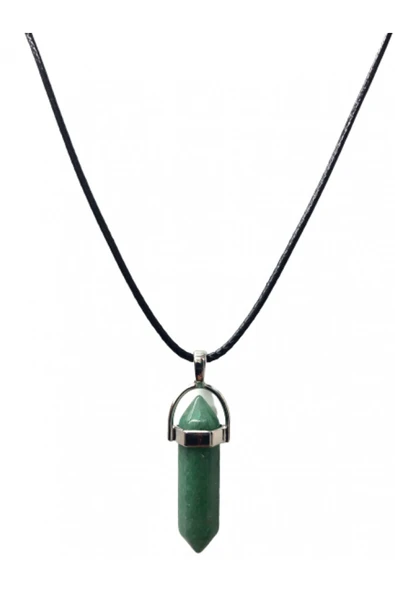 Vipfoni Deri Ip Altıgen Çivi Doğal Taş Kolye ürün görseli