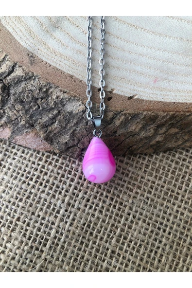 Vipfoni Pembe Akik Doğal Taş Kolye ürün görseli