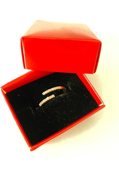 Vipfoni Zirkon Taşlı Çubuk Model Gold Kaplama Yüzük - Resim 3