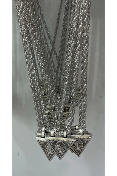 Vipfoni Üçgen Allah Yazılı Cevşen Dualı Kolye - Resim 4