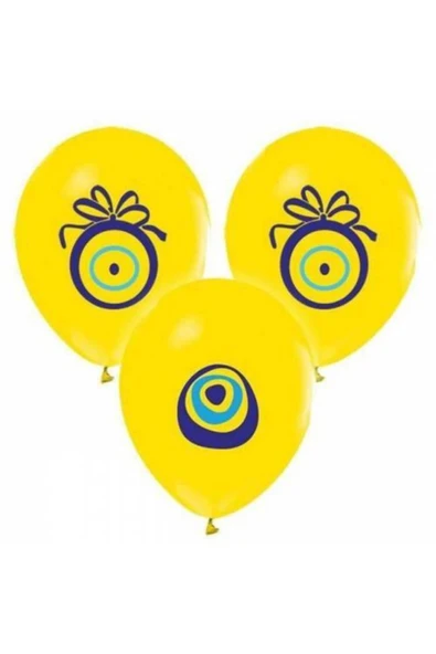 Hasırcı Grup Sarı Renk Nazar Boncuğu Baskılı Balon 10 Adet ürün görseli