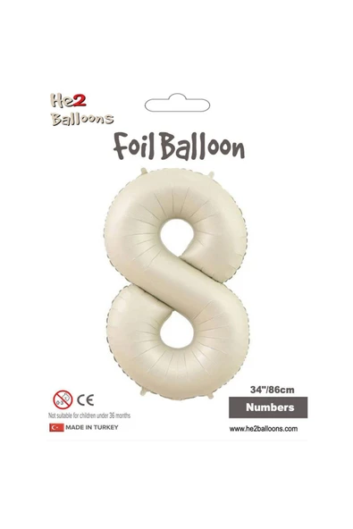 Vipfoni Rakam Folyo Balon 34''/ 86cm Krem -8- ürün görseli
