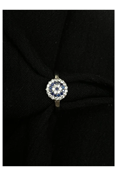 Vipfoni Zirkon Taşlı Küçük Nazar Boncuğu Gümüş Kaplama Yüzük - Resim 2