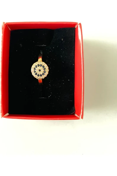 Vipfoni Zirkon Taşlı Küçük Nazar Boncuğu Gold Kaplama Yüzük - 4