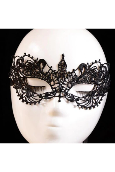 Vipfoni Siyah Renk Dantel İşlemeli Venedik Parti Maskesi Model 7 ürün görseli