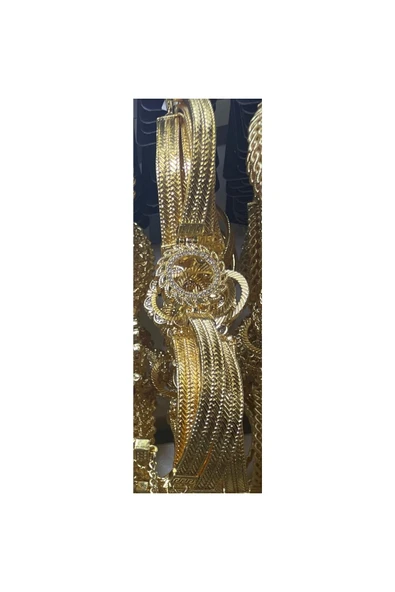 Vipfoni Altın Kaplama Çeyrek Uyumlu Içi Boş Kelepçe Bileklik ürün görseli 1