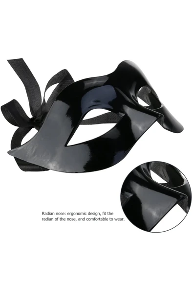 Salkım Party Siyah Renk Masquerade Kostüm Partisi Venedik Balo Maskesi - Resim 3