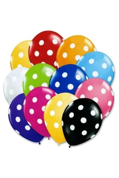 Vip-Aksesuar Karışık Renk Puantiyeli Balon 10 Adet ürün görseli