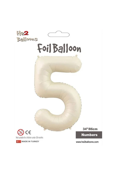 Vipfoni Rakam Folyo Balon 34''/ 86cm Krem -5- ürün görseli