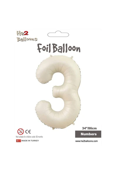 Vipfoni Rakam Folyo Balon 34''/ 86cm Krem -3- ürün görseli